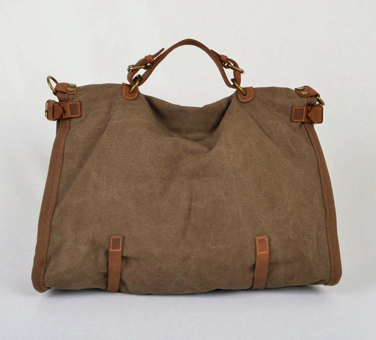 Vintage Retro militär Leinwand + Leder männer reisetaschen gepäck taschen männer wochenende Tasche Übernachtung duffle taschen tote Freizeit M314 #