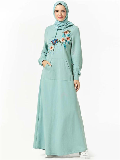 Ramadan Eid Green Abaya Damen Dubai Islamic Prayer Clothes Women Muslim Dress Kebaya Kaftan Robe Musulmane Caftan Marocain Femme.