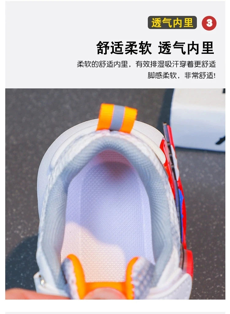 Disney Children's Shoes Fashion Cartoon Spiderman Sneakers for Boys Breathable Sport Shoes Anti-slip Toddler Shoes Student Shoes.