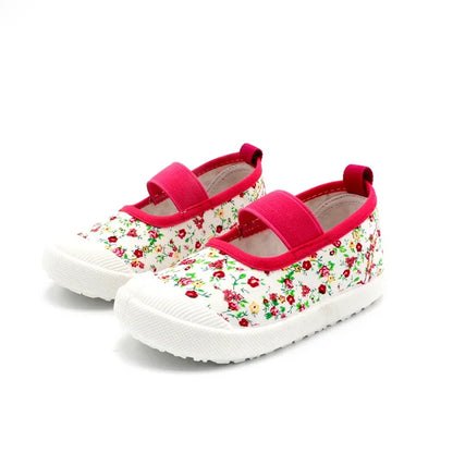 2024 New Spring Autumn Baby Girl Shoes Kids Canvas Shoes Children Casual Sneakers Candy Color Flowers For Girls Floral Prints.
