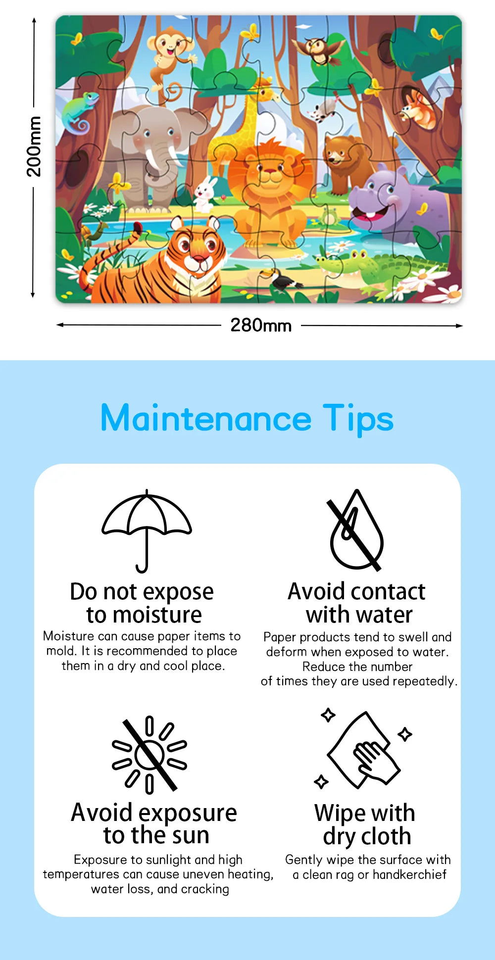 Kids Cartoon Animal Jigsaw Puzzles Montessori Educational Toys Parent-Child Theme Game Paper Educational Gift for Children.