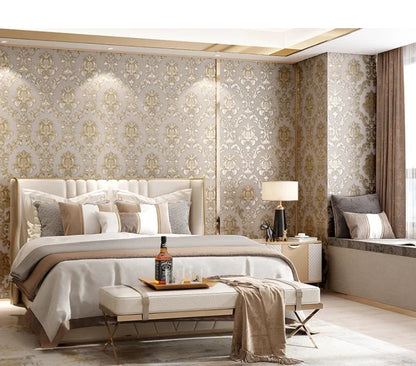 1 Rolle 53 cm breite antike Goldtapete Wohnzimmer Schlafzimmer wasserdichter PVC-Wandaufkleber Heimdekoration Europäische Tapete