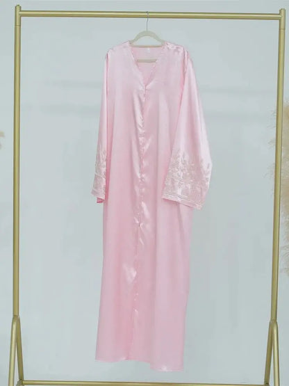 Ramadan Eid Open Beading Kimono Abaya Dubai Muslim Prayer Clothes Women Kebaya Kaftan Dress Islam Robe Arabe Femme Musulmane