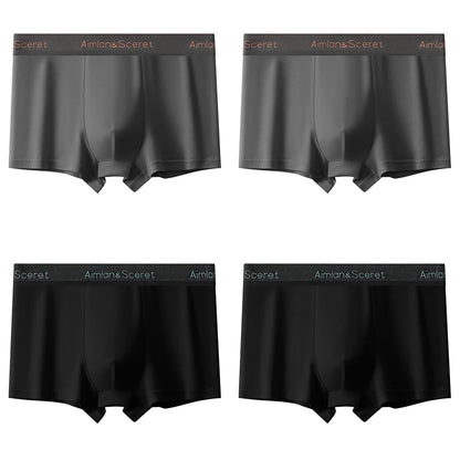 4Pcs Männer Unterwäsche Sportliche Boxer Plus Größe Jugend Boxer Shorts Bequeme Atmungsaktive Flache Hosen männer Quadratische Höschen Slip geschenk