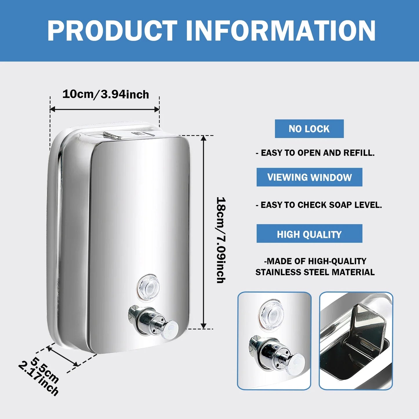 850ML/1050ML Seifenspender Edelstahl Wandmontage Badezimmer Flüssigseife Waschmittel Duschgel Aufbewahrungsflasche Toilette Küche