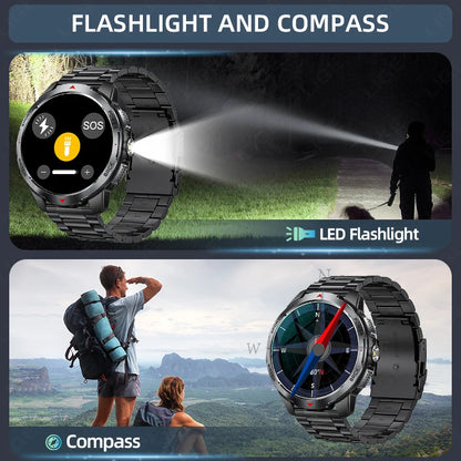 LIGE New 1100mAh Battery Smart Watches For Man Outdoor Sport LED Flashlight Compass Men’s Smartwatch Bluetooth Call Men Watches.