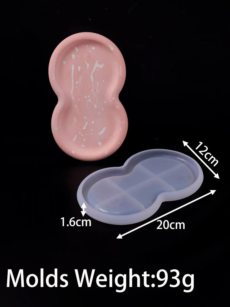 Concrete Triple Circular Tray Silicone Mold DIY Coaster Craft Making Plaster Resin Jewelry Storage Plate Casting Molds Home Deco.