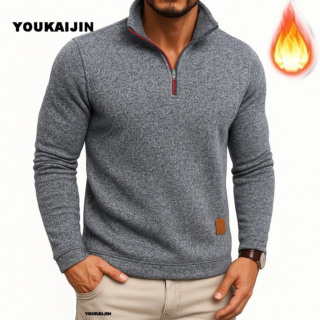 Men Sweatshirts Spring Thicker Pullover Quarter Zipper Pullover for Male Hoody Outdoor Sweatshir Autumn Solid Color Turtleneck.