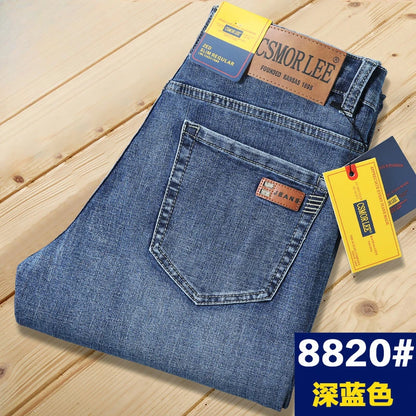 Csmor Lee Men's Jean Autumn Winter Loose-fit Straight-leg Trendy Pants Casual Denim Trousers Men Classic Stretch Jeans Fashion.