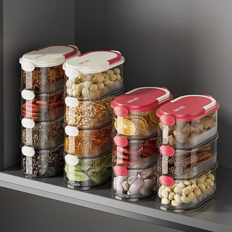 Portable Storage Box Onion Ginger and Garlic Seasoning Jar Can Be Stacked Sealed Storage Jar Packaging Fresh-keeping Box.