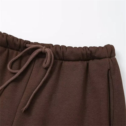 autumn new women's fashionable casual zipper decoration hooded long sleeved sportswear jacket wide leg pants set.