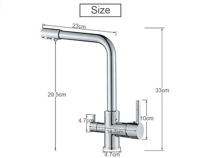 Balck Kitchen Filtered Faucet Brass Purifier Faucet Dual Sprayer Drinking Water Beige with Dot Vessel Sink Mixer Tap Torneira