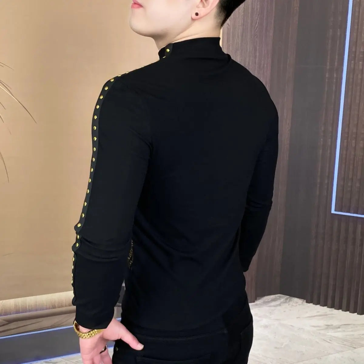 Autumn and Winter Fashion Men's Long-sleeved Sweatshirt for Men Slim and Fashionable Lapel Cold-proof Casual Trendy T-shirt.