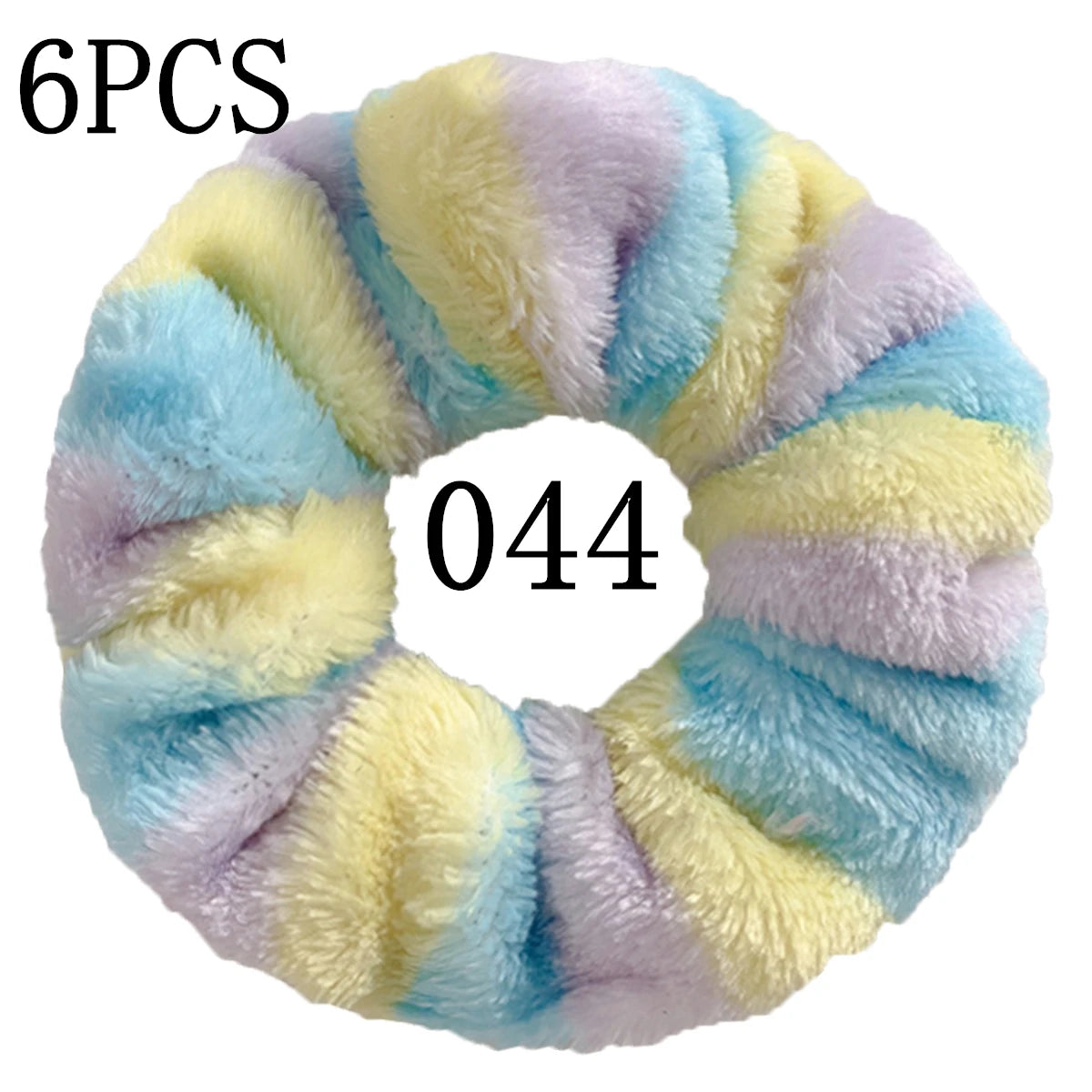 6pc Hair Scrunchies Furry Elastic Band Women Girl Ponytail Holder Rubber Ties Accessories Plush Faux Fur Soft Chiffon Headband