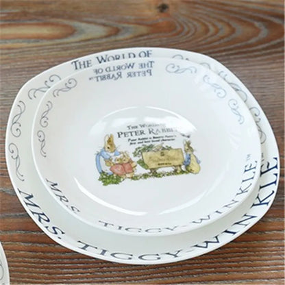 Bone china rabbit series dinner plate ceramic soup plate vegetable plate.