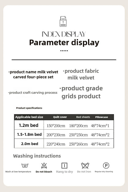 2025 new light luxury high gram weight carved fleece milk fleece bed sheet four-piece set thickened warm bedding winter.