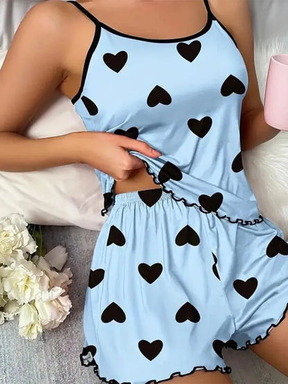 1 Satz Sommer-Damen-Pyjamas, zweiteilig, sexy, lässig, Leibchen, Unterhemd, Shorts, Homewear-Anzug