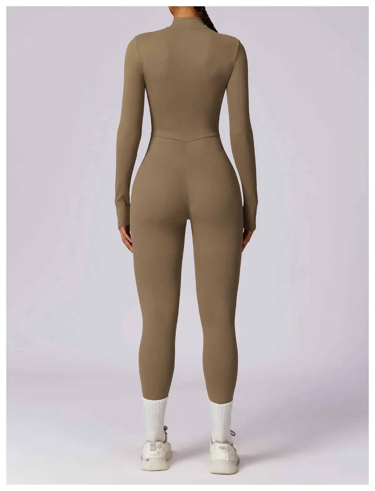 Zipper Sensation Long Sleeve Yoga Suit High Intensity Fitness Sports Bodysuit Tight Fit Clothing 8306 One Piece Suit.
