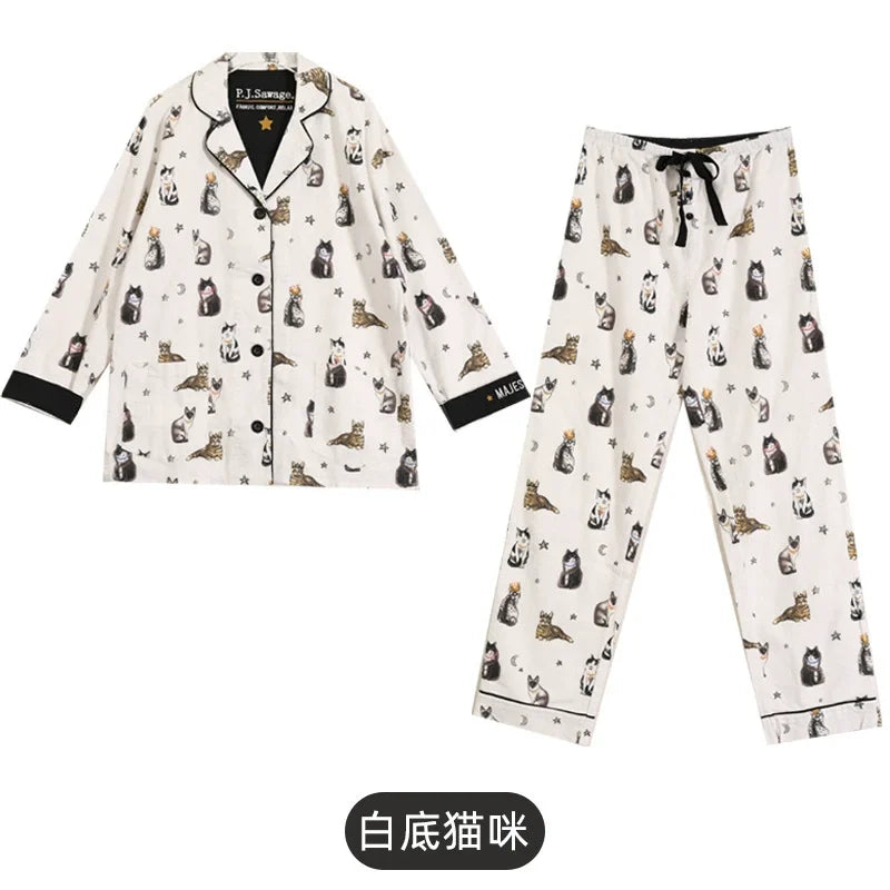 Matching Pajamas 2 Piece Set Women Pj Sets Women 2 Piece Set Outfit 100% Cotton Pajamas for Women Loungwear Set Loose Sleepwear