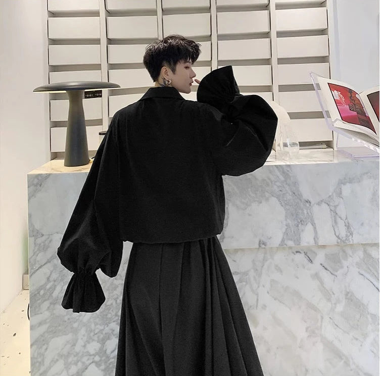 Pirate Shirt for Men Vintage Gothic Renaissance Style Frilled Lace-Up Medieval Buccaneer Blouse Top for All Seasons