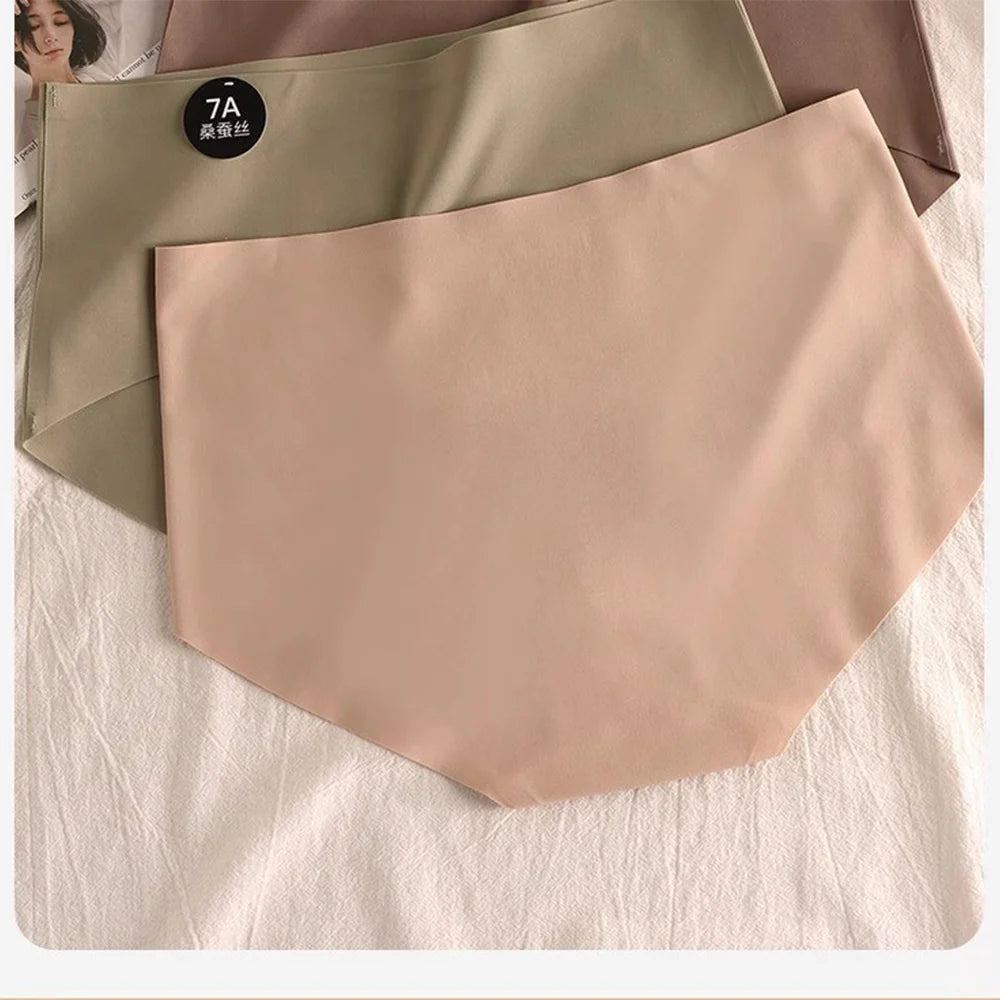 6pcs Seamless Mulberry Silk Panties Women's Ultra-thin Underwear Sexy High-elastic Soft Breathable Female Daily Panties.
