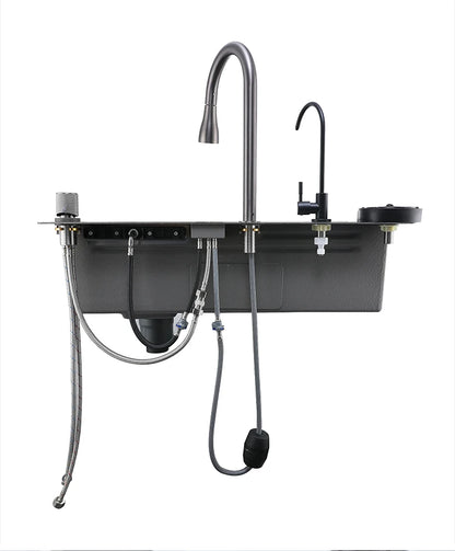 Stainless Steel New Kitchen Sink Household Piano Keys Multifunctional Waterfall Large Single Slot Dish and Vegetable Wash Basin