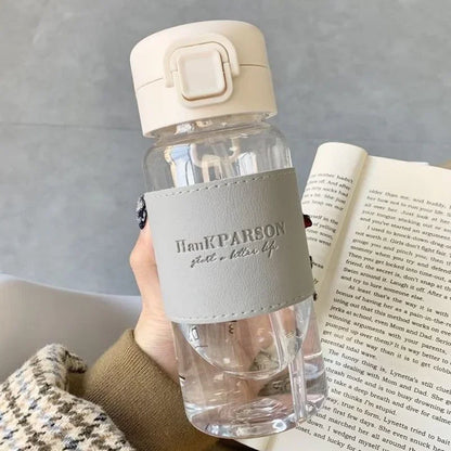 500ml Portable Water Bottle with Straw Creative Cute Leak-proof Plastic Drinking Bottle Milk Coffee Tea Juice Cup Drinkware.