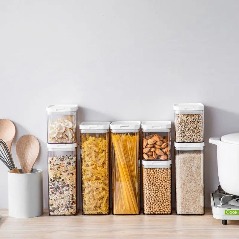 Kitchen Storage Pots, Food Storage Box for Rice Cereal,Pasta,Snacks, Food containers, Flip & Sealed & leak-proof.