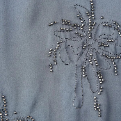 Summer New Product Women's Style Flip Collar with Beaded Embroidered Shirt, High Waist Straight Leg Pants Set.