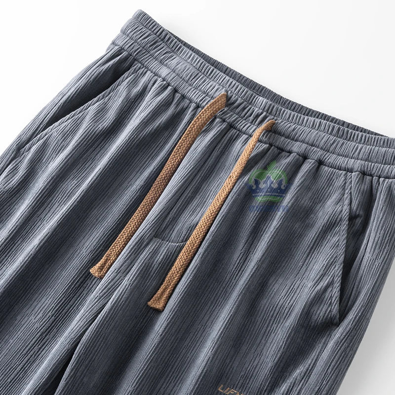 Autumn Winter Men's Corduroy Pants Elastic Waist Fashion Stretch Loose Straight Black Grey Thick Trousers Male Plus Size M-5xl.