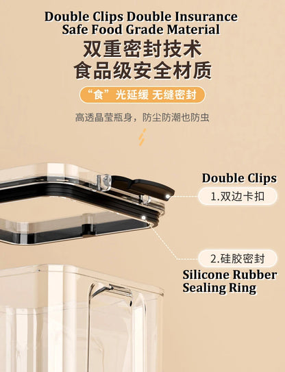 Food Box Storage Container With Airtight Lid Condiment Organizer Plastic Dispenser Jar Hermetic Kitchen Cereal Snack Spaghetti.