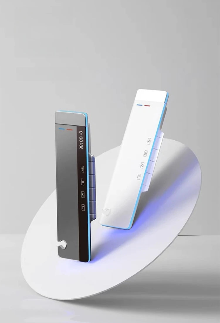 Bathroom Luxury Shower Faucet System with Lights Tempered Glass Shower Set Digital Display Copper Mixer Shower Faucet Set