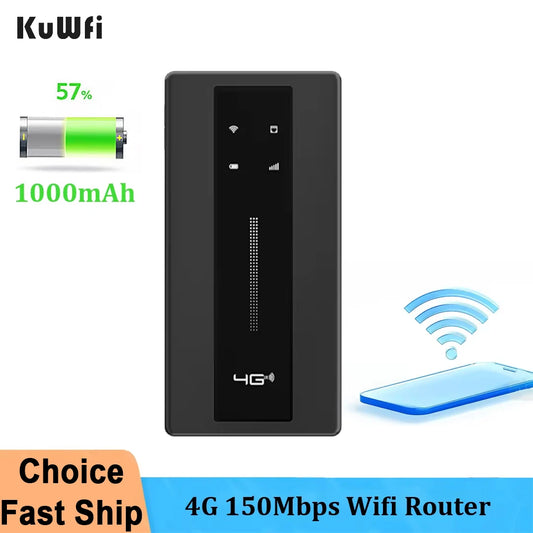 KuWFi Mobile Wifi Router 10000mAh Portable Lte Router CAT4 Outdoor Travel Pocket Wifi Hotspot with RJ45 TS9 Antenna Port WPS.