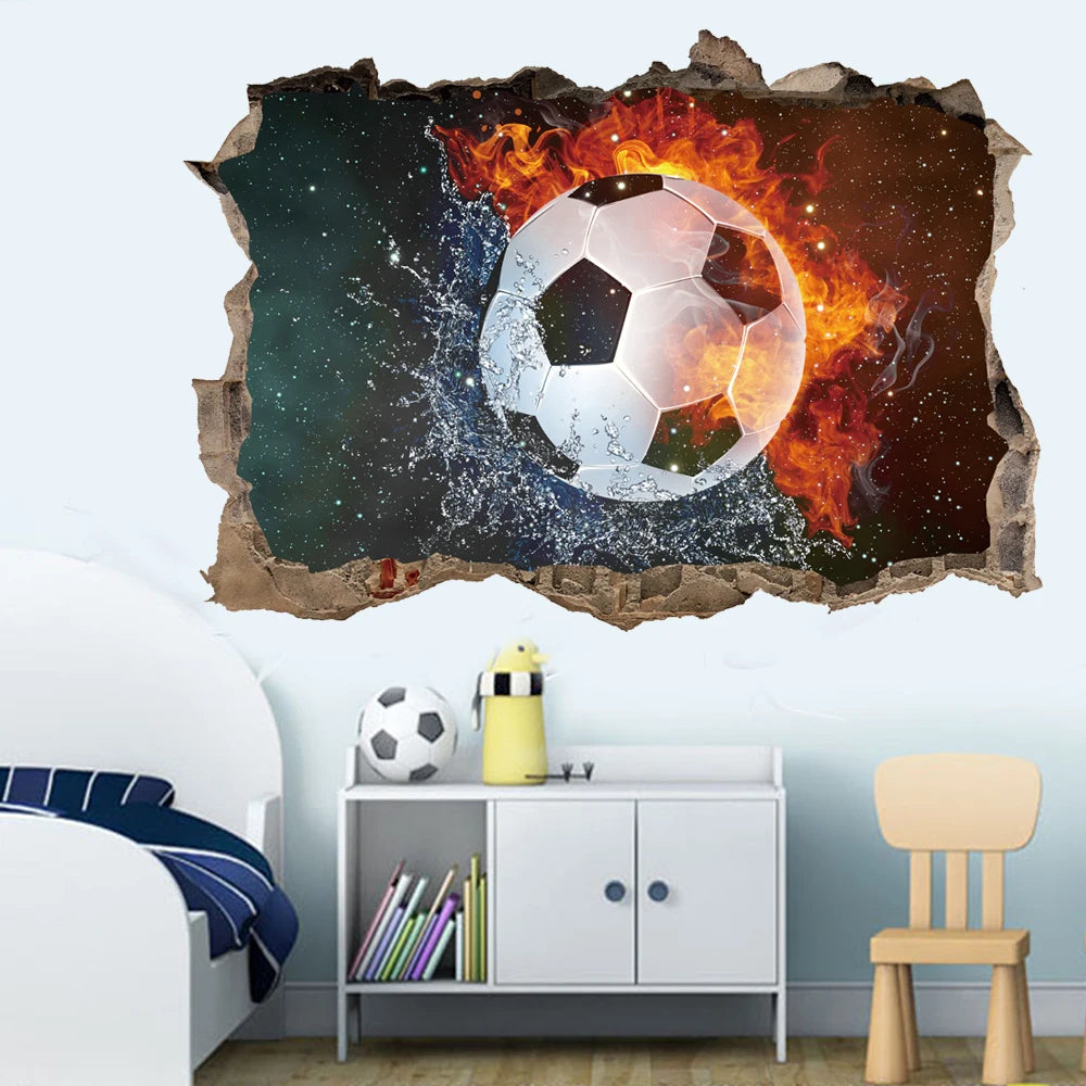Creative Football PVC Wall Sticker Soccer Personalized Name Wall Decals For Kids Boys Room Mural Bedroom Decor Poster Art