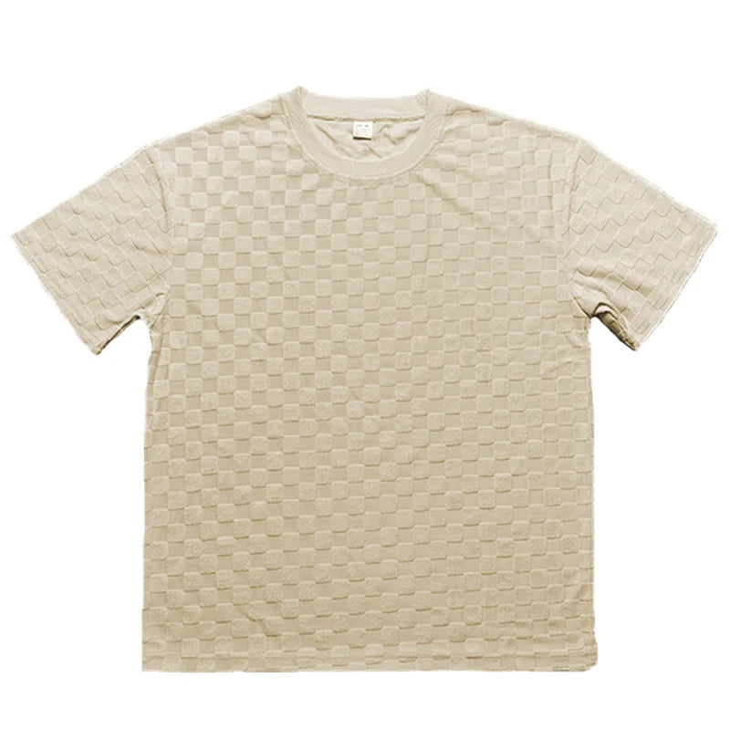 European and American Oversized Fashion Brand Men's Summer New Chessboard Plaid Loose Sports and Leisure Two-Piece Set