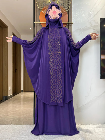 New Two Piece Set Solid Jilbab Prayer Muslim Abaya Set Women Prayer Garment Dress Hijab Long Khimar Skirt Sets Islamic Ramadan