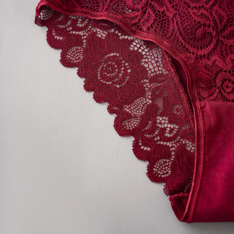 3PCS/Set Luxury Floral Embroidery Lace Panties Women Briefs Sexy Hollow Lingerie Female Underwear Ladies Breathable Underpants.