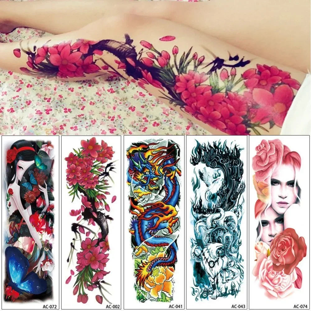 16 Designs Full Arm Temporary Tattoo Sleeve Waterproof Tattoos For Cool Men Women Tattoos Stickers On The Body Art #272596.