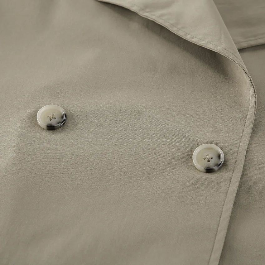 2025 Women Fall Lace-up Cropped Trench Coat Fashion Lapel Long Sleeves Wide Shoulder Windbreaker Jacket Commuting Daily Jackets.