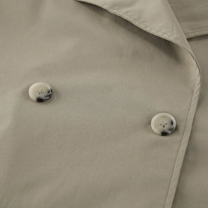 2025 Women Fall Lace-up Cropped Trench Coat Fashion Lapel Long Sleeves Wide Shoulder Windbreaker Jacket Commuting Daily Jackets.