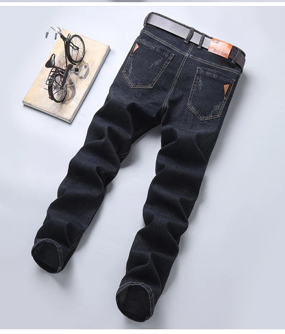2025 frühling männer Jeans Hohe Qualität Klassischen Stil Business-Mode Schwarz Blau Slim-fit Denim Hosen Männliche Marke casual Hosen.