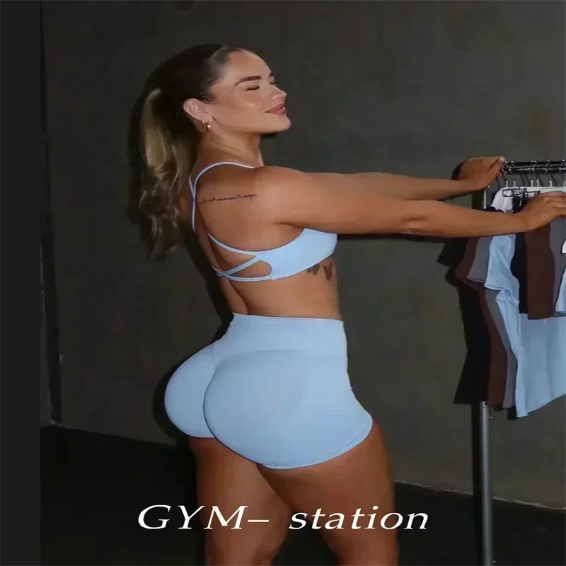 Leveo Fashion Summer Women's Sports Dyfne Yoga Shorts Running Leggings High Waist Hip Lift Comfortable Yoga Shorts Quick Drying.