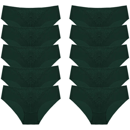 BZEL 10PCS/Set Women's Panties Exquisite Sweet Lace Underwear Sexy Lingerie Silk Satin Briefs Woman Comfort Breathable Underpant