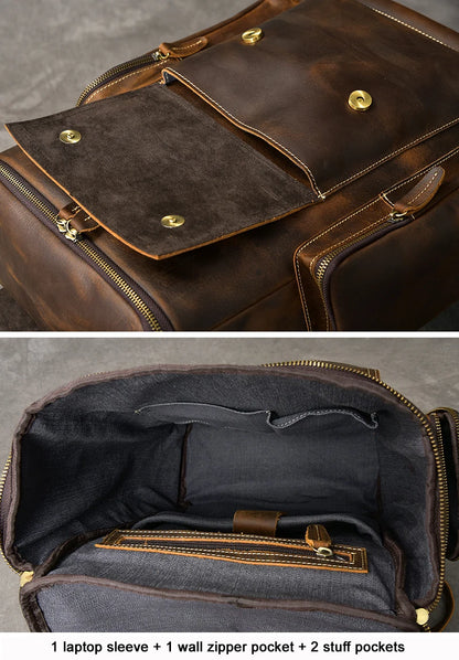 Vintage Crazy Horse Echtes Leder Rucksack Männer Leder Bagpack Klettern Rucksack männlichen Große Wandern Rucksack M814.