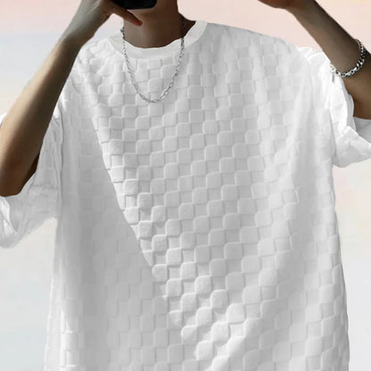 European and American Oversized Fashion Brand Men's Summer New Chessboard Plaid Loose Sports and Leisure Two-Piece Set.