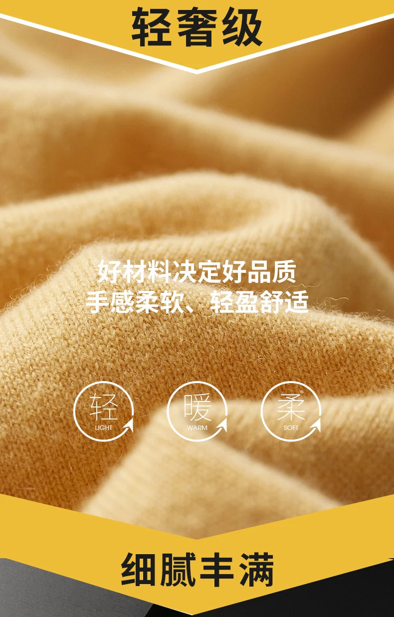 New Half Turtleneck Zipper Men's Pullover 100% Cashmere Sweater Solid Color Casual Versatile Wool Sweater Men's Clothing.