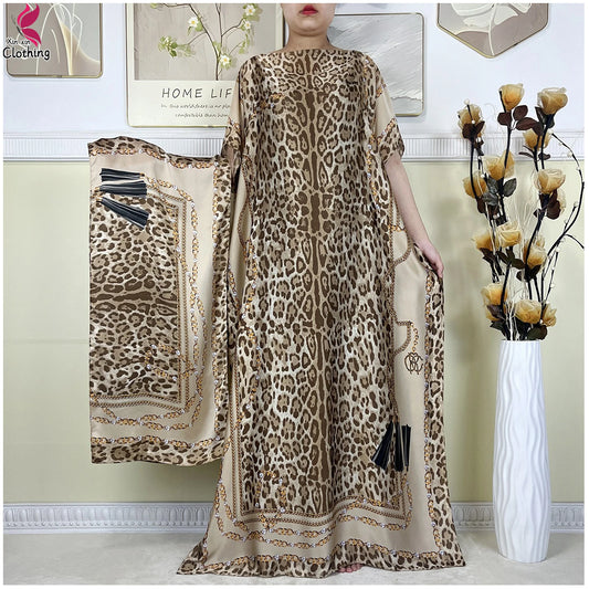 2025 New Beach Party Dress Soft Silk Fabric Loose Short Sleeve Dubai Women Vacation Dress African Abaya Islam Lady Casual Dress.
