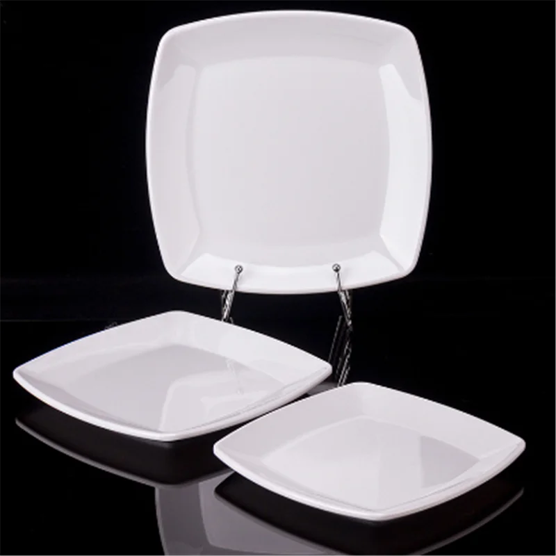 Square Melamine Dinner Plate Buffet Fast Food Trays Dishes Table Tableware Services Menu Plate Hotel Deep Side Dish Dinnerware.