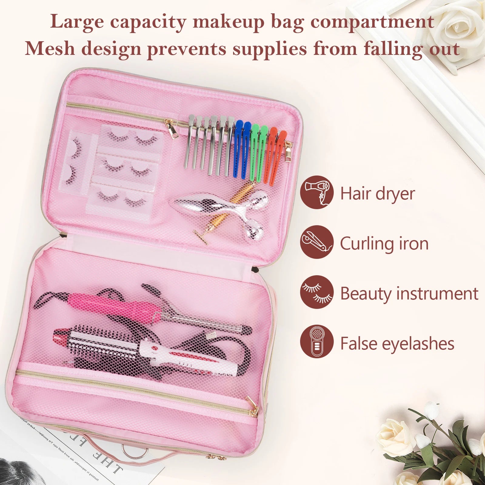 Professional Makeup Bag Extra Large Cosmetic Train Case Make Up Brush Organizer Storage Box Manicure Artist Bags with Dividers.