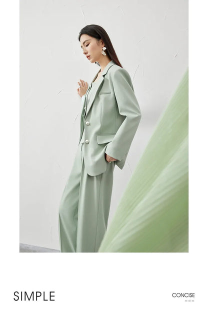 SENTUBILA 3 Piece Blazer Pant Suit Sets Women 2025 Autumn Suit Jacket Waistcoat Dress Pant Office Outfit Matching Set 141Z53565